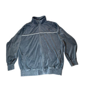 Vintage Southpole Men's LARGE Velour Track Jacket Y2K Hip Hop Gray Full Zip
